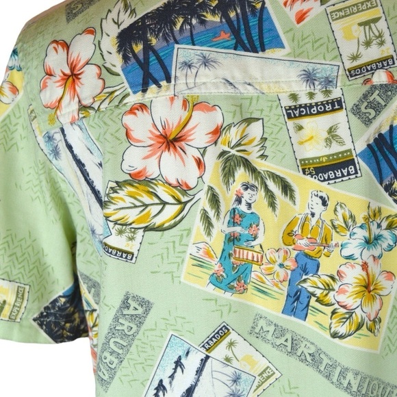 Vintage Island Traders Short Sleeve Button Down Tropical Rayon Shirt, Small - Picture 6 of 7